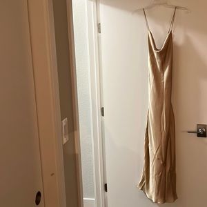 Champagne/ gold colored silk maxi dress. Size M.